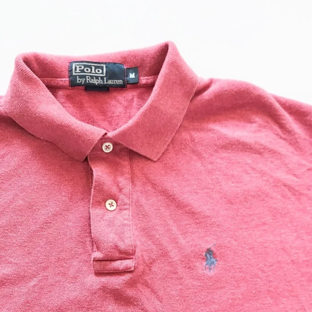 Polo by Ralph Lauren Short Sleeve Polo Shirt Red Mens Size Medium Vintage